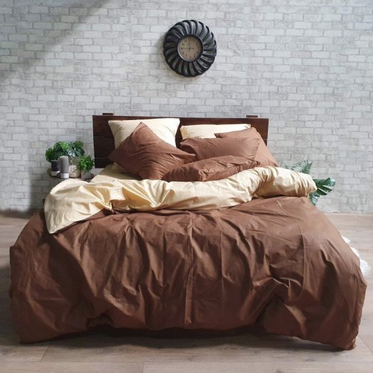 Подвійний комплект "однотон беж + шоколад"