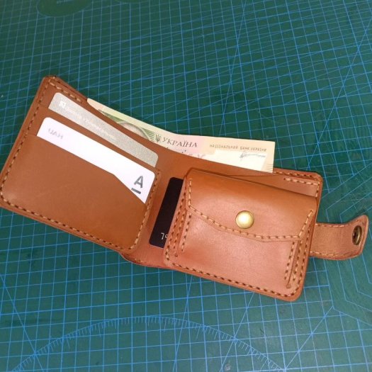 Шкіряний класичний чоловічий гаманець Біфолд з монетницею