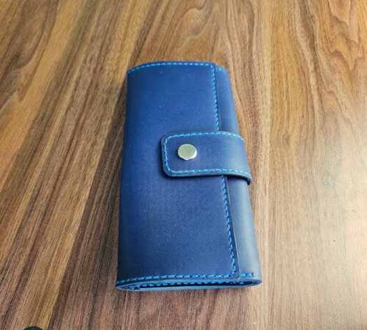 Синій шкіряний жіночий гаманець