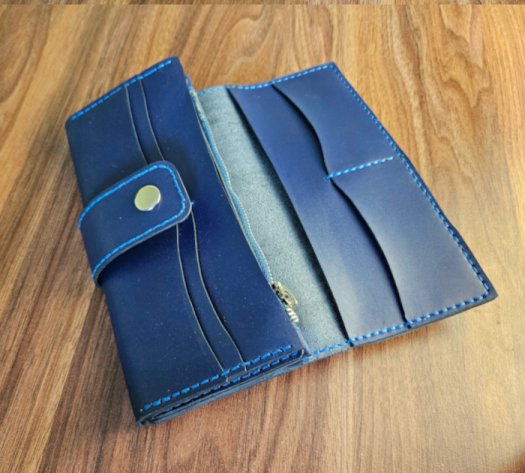 Синій шкіряний жіночий гаманець